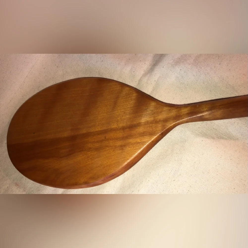 Wooden Oval Long Handled Hand Mirror 15.75” Long-Handcrafted/vintage 1980s